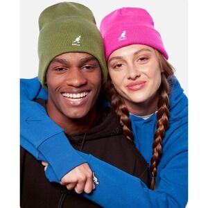 NWOT Kangol Cardinal 2-Way Beanie Neon Pink Knit Cuffed hat Logo One Size